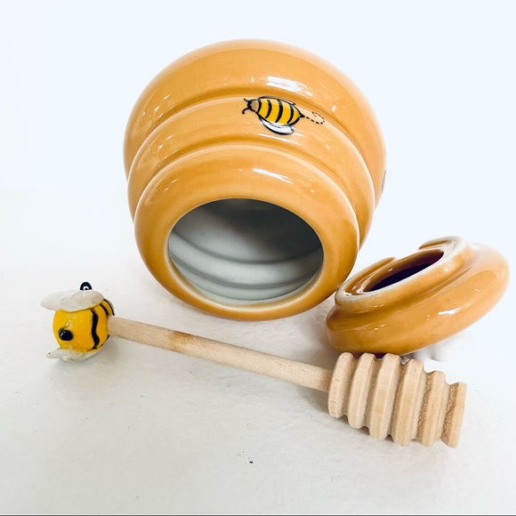 Honey Miel Honey Pot and Dipper Ceramic - Picture 5 of 10